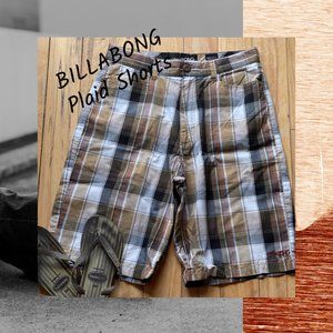 BILLABONG Brown Plaid Shorts
